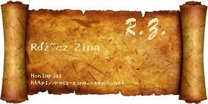 Rácz Zina névjegykártya